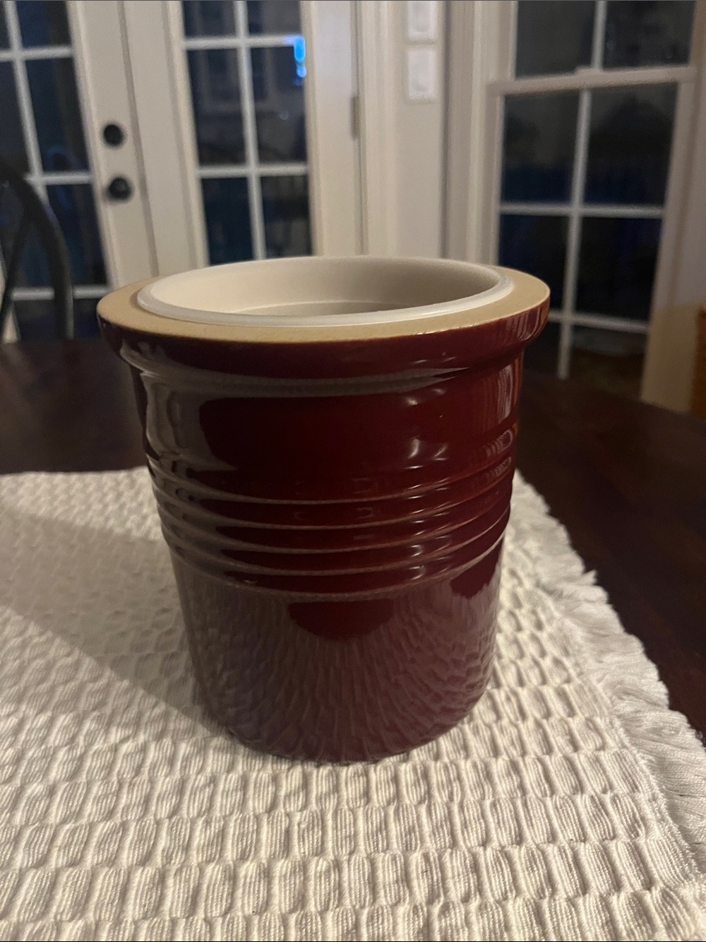 The Pampered Chef bread crock/utensil holder